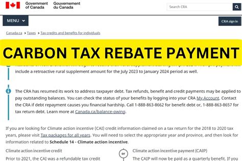 carbon rebate payment dates 2024